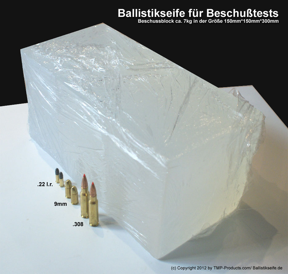 Ballistikseife Ballistik Seife Beschussseife Glycerinblock Ballistik Gel Ballistic Gel Ballistische Gelatine TMP Team Innovationsberatung